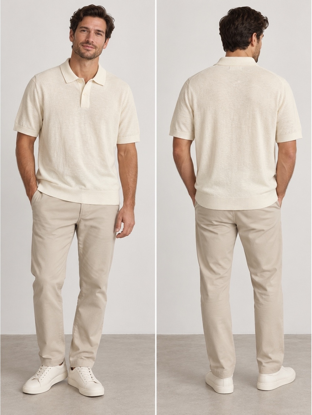 Banana Republic Men’s Organic Cotton Knit Polo Shirt Cream Size XL